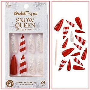 Gel Press On Nails - Snow Queen Holiday Winter Candy Canes